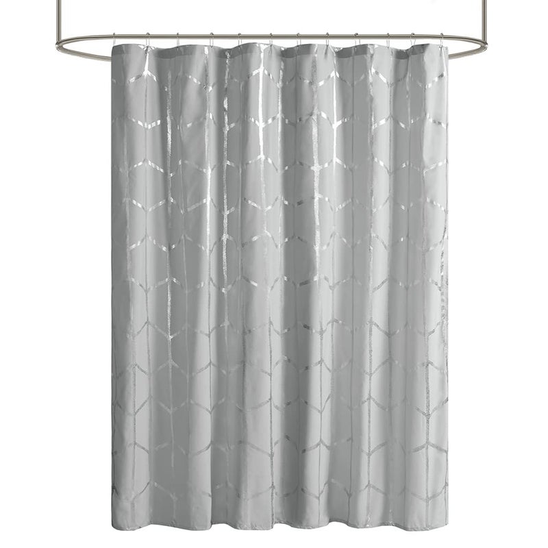 Intelligent Design Raina Shower Curtain Printed Geometric Metallic Machine Washable Modern Home Bathroom Decorations, 72" x 72", Grey (ID70-1292) - Image 3